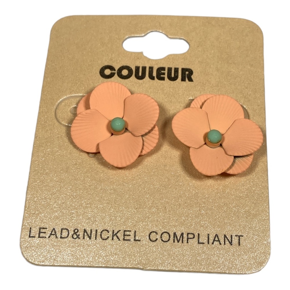 Peach Flower Earrings